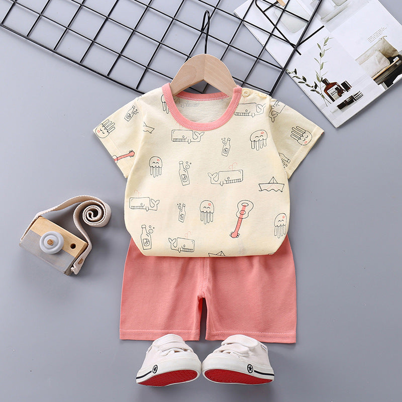 Children's Short-sleeved Suit Boys Handsome Clothes