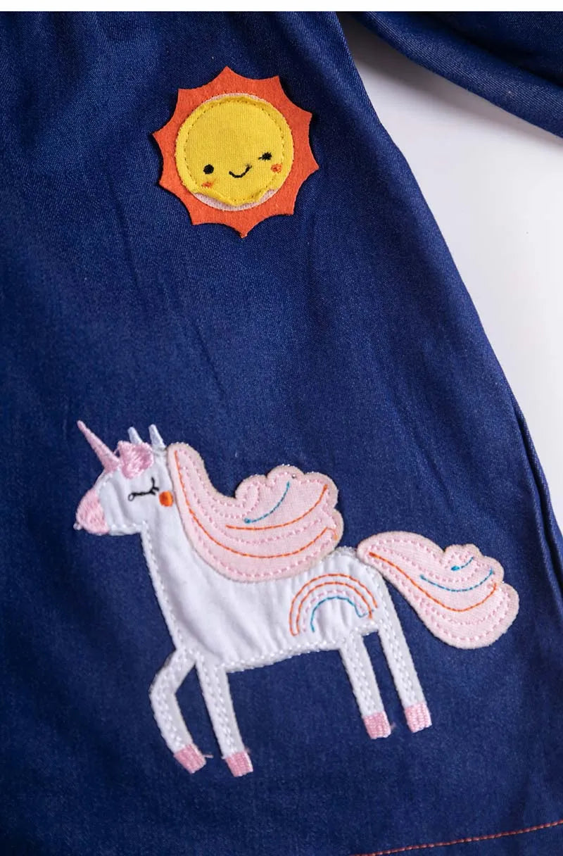 Unicorn Denim Jeans Casual Cotton Dresses for Girls