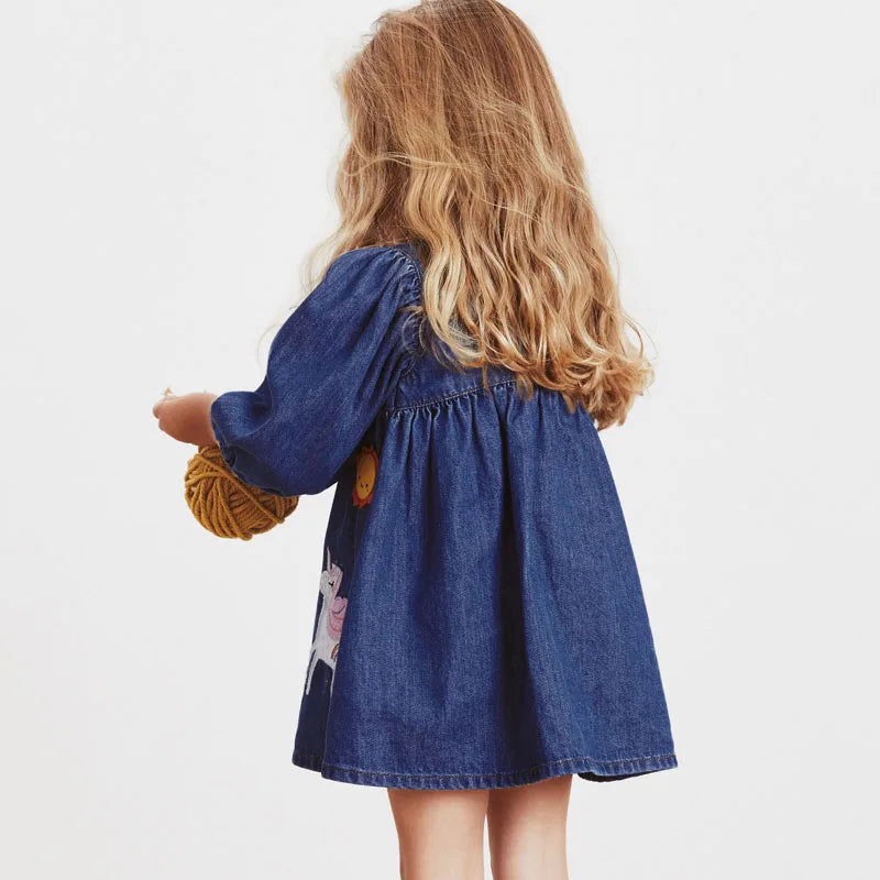 Unicorn Denim Jeans Casual Cotton Dresses for Girls