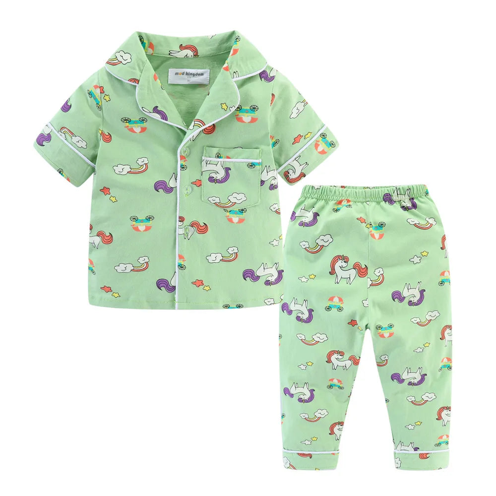 Boys and Girls Pajamas Set! Featuring button-down short sleeve tops and pants