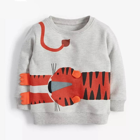 Cotton Tiger Pattern Sweatshirt for kids aged 2 to 7 years.