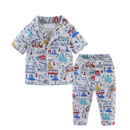 Boys and Girls Pajamas Set! Featuring button-down short sleeve tops and pants