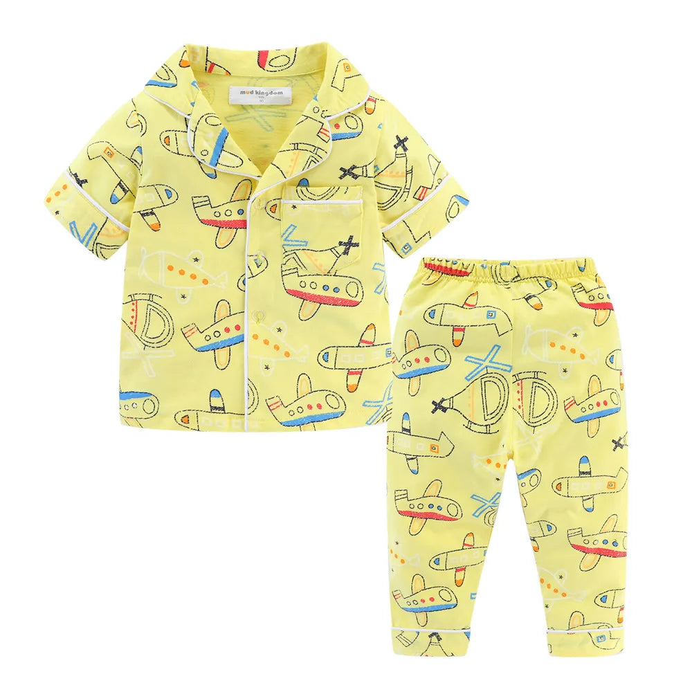 Boys and Girls Pajamas Set! Featuring button-down short sleeve tops and pants