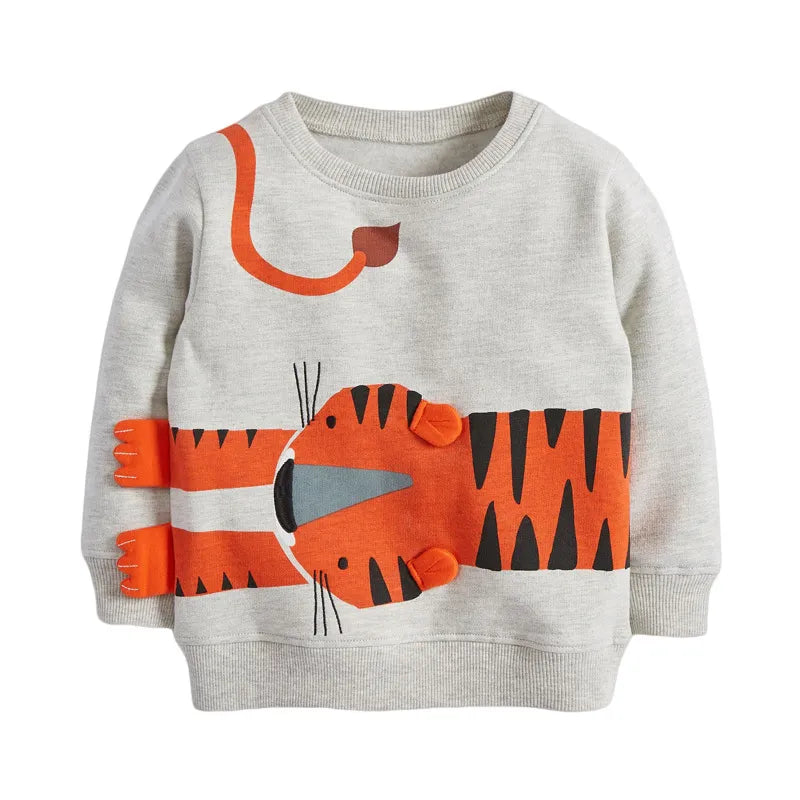 Cotton Tiger Pattern Sweatshirt for kids aged 2 to 7 years.