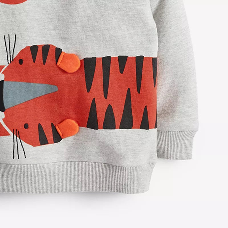 Cotton Tiger Pattern Sweatshirt for kids aged 2 to 7 years.