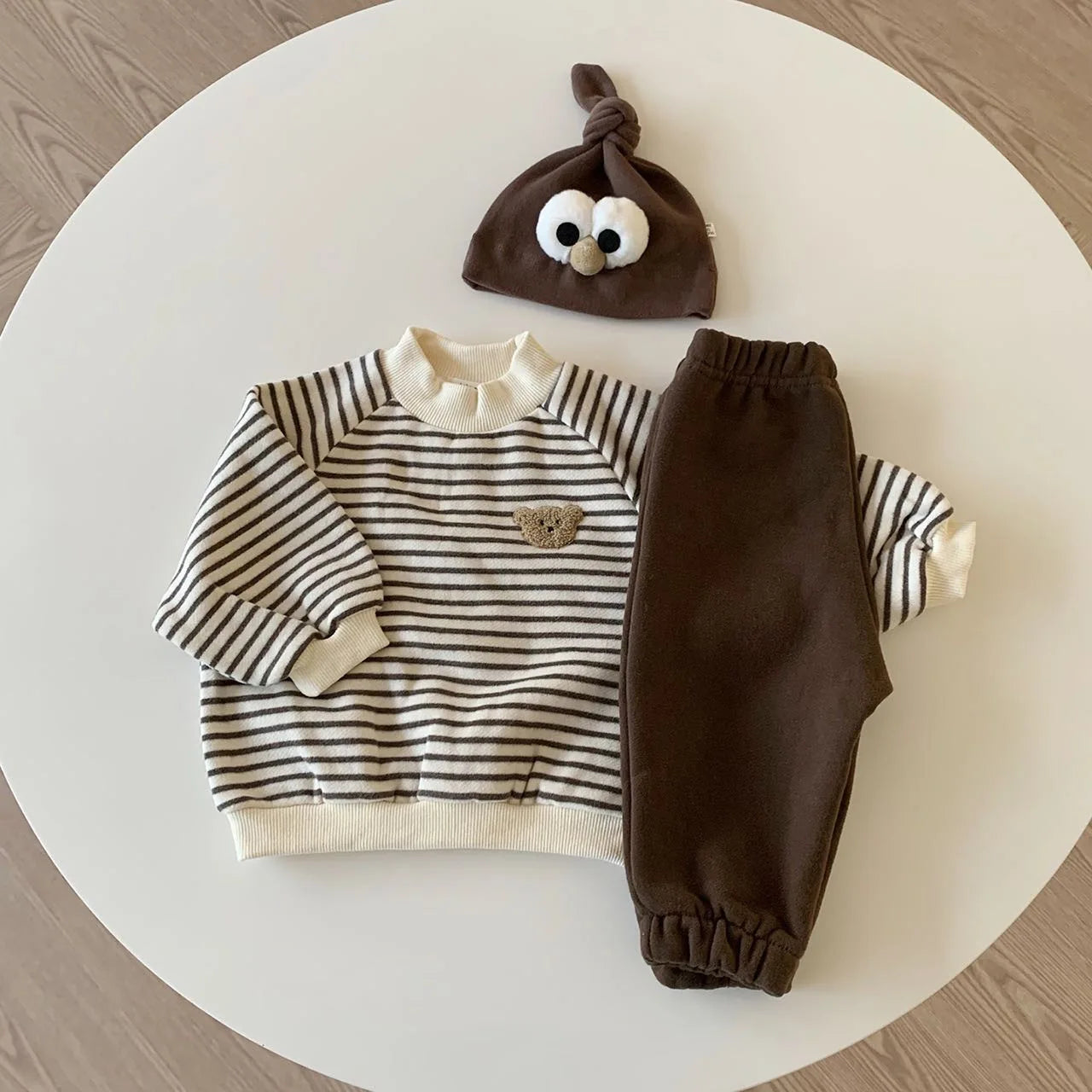 Stripes and Bear Cotton Blend Toddler Set 2PCS