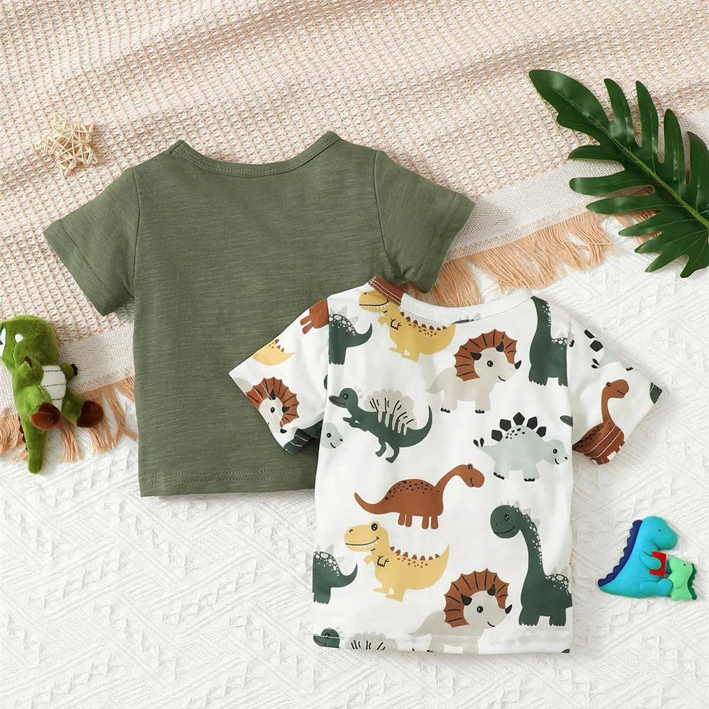 Baby Toddler Dinosaur Print T-shirt Set.