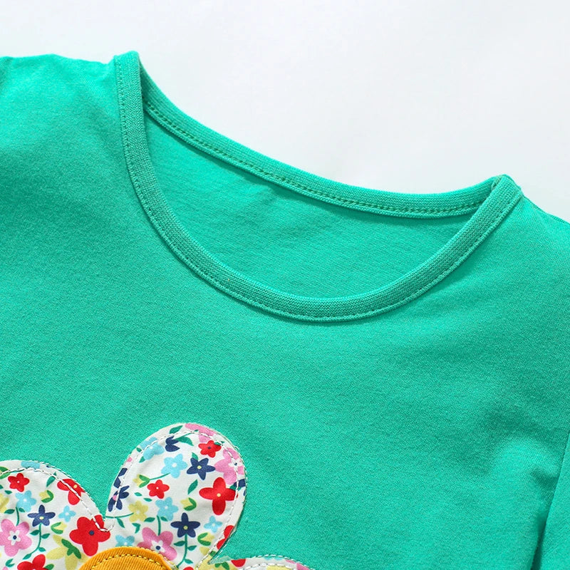 2024 Cotton T-shirts feature adorable cartoon flowers