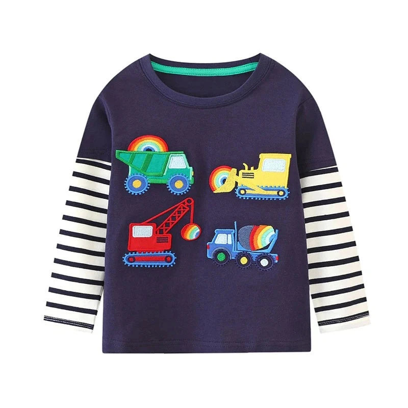 Baby-Toddler Boys Cotton Long Sleeve Excavator T-shirt