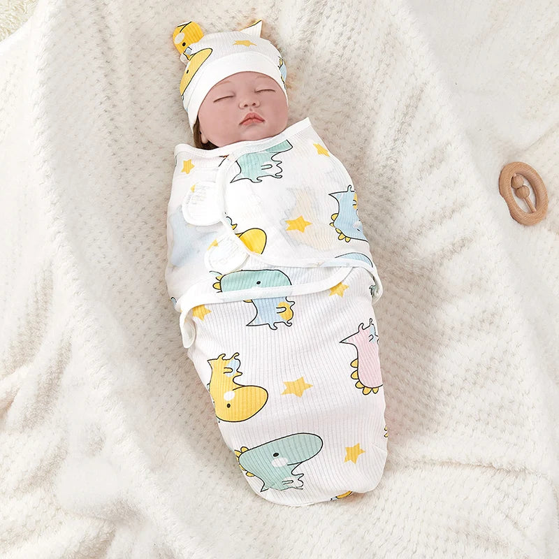 Adjustable Cotton Baby Swaddle Wrap Soft Blanket Set