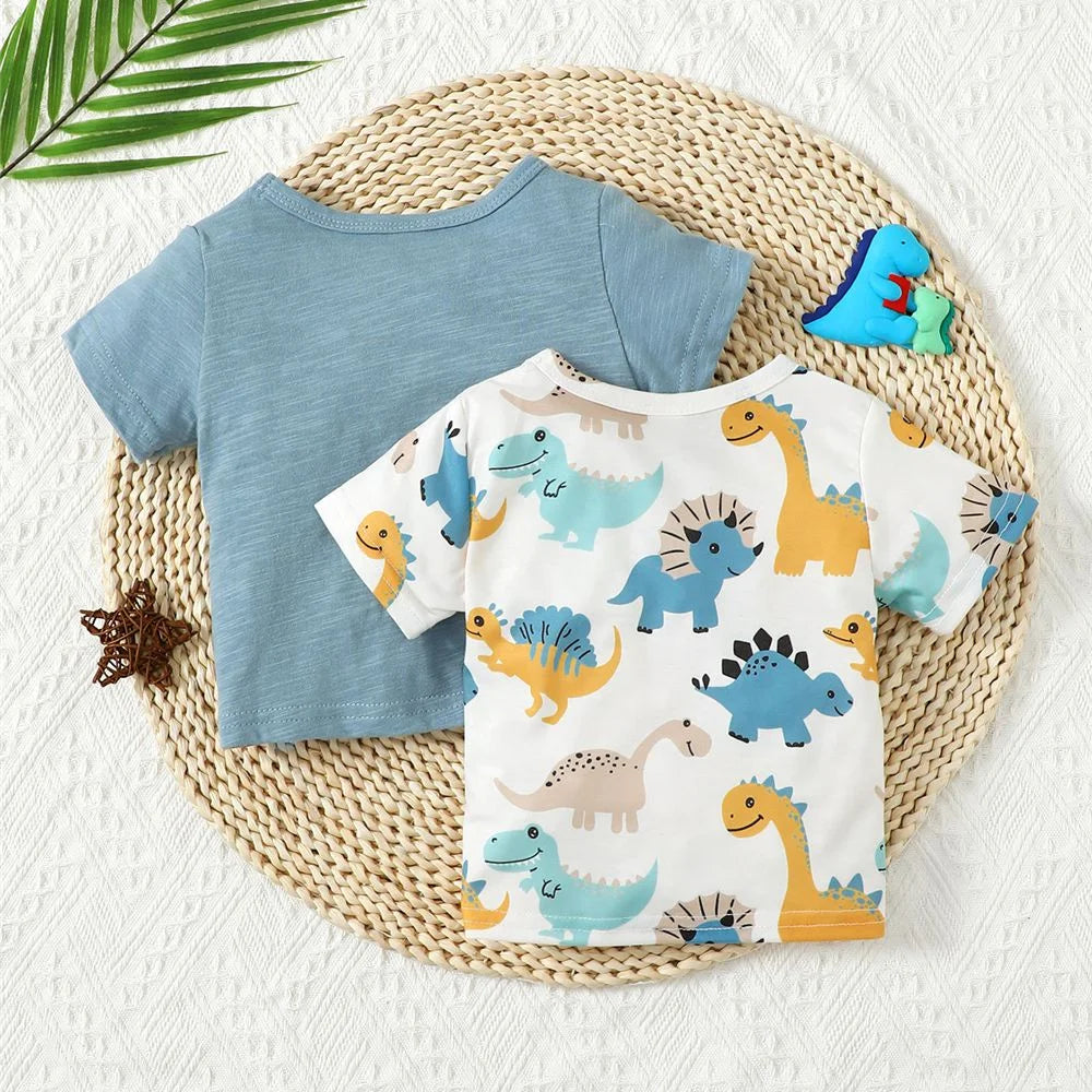 Baby Toddler Dinosaur Print T-shirt Set.