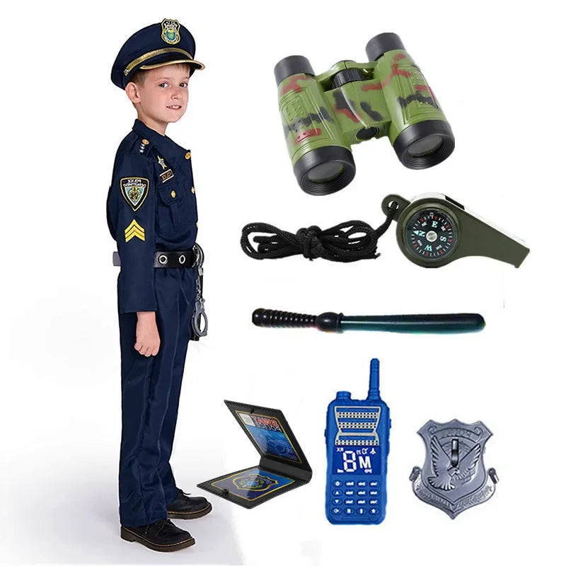 Boys and Girls Police Cosplay Costumes Plus Toys