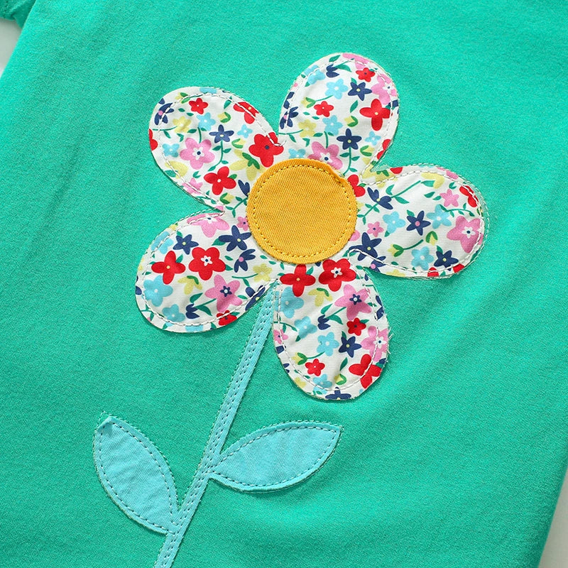 2024 Cotton T-shirts feature adorable cartoon flowers