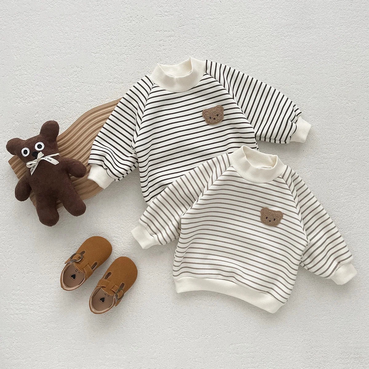 Stripes and Bear Cotton Blend Toddler Set 2PCS