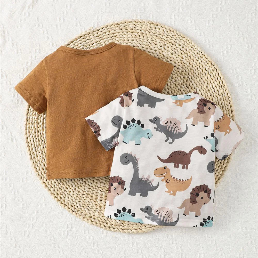 Baby Toddler Dinosaur Print T-shirt Set.