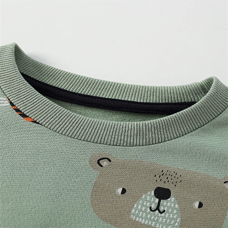 2024 Hooded top fun animal prints boys aged 2 to 7 .