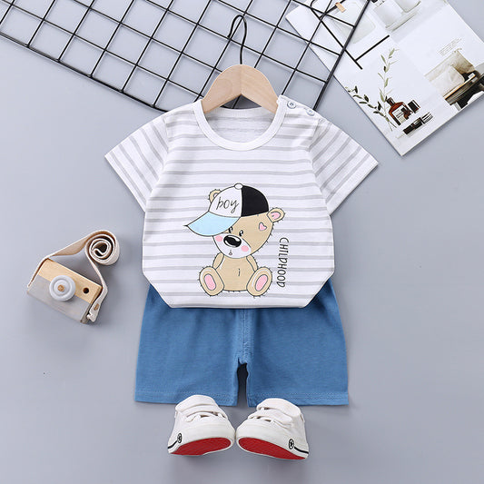 Children's Short-sleeved Suit Boys Handsome Clothes