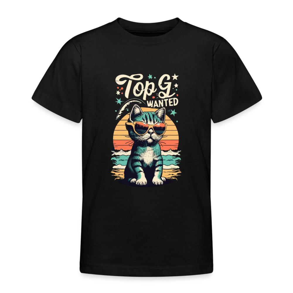 Teenage T-Shirt " Top G Cute Cat" - black